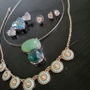 Bundle of Jewelry 2 Necklaces 3 Earrings and  Heart Brooch